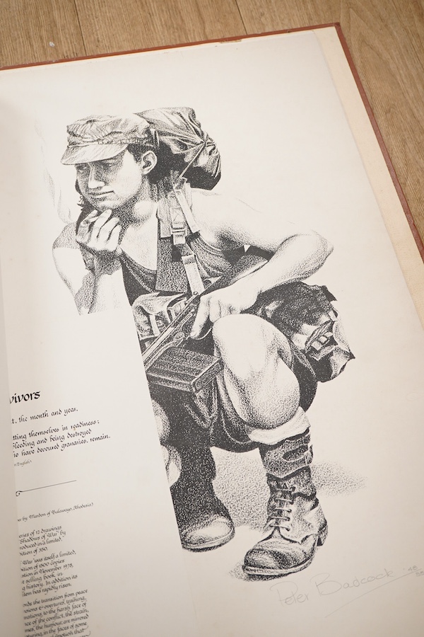 Peter Badcock, A folio of prints to include ‘Picannin in a Straw Hat’, each limited edition and pencil signed, 66 x 54cm